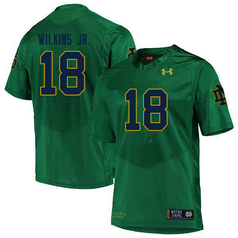 Men's NCAA Notre Dame Fighting Irish #18 Joe Wilkins Jr. Stitched College Under Armour Authentic Green Football Jersey JY10A32EU